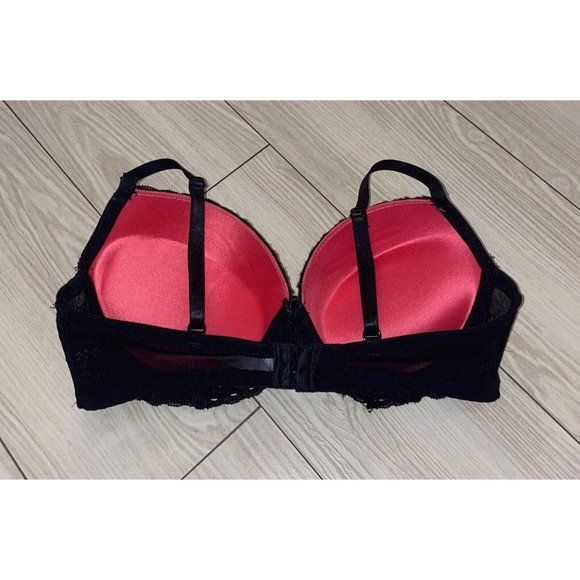 Jezebel J5028 Lace Push Up Bra Padded Underwire Womens 34C Pink Black - Picture 4 of 6